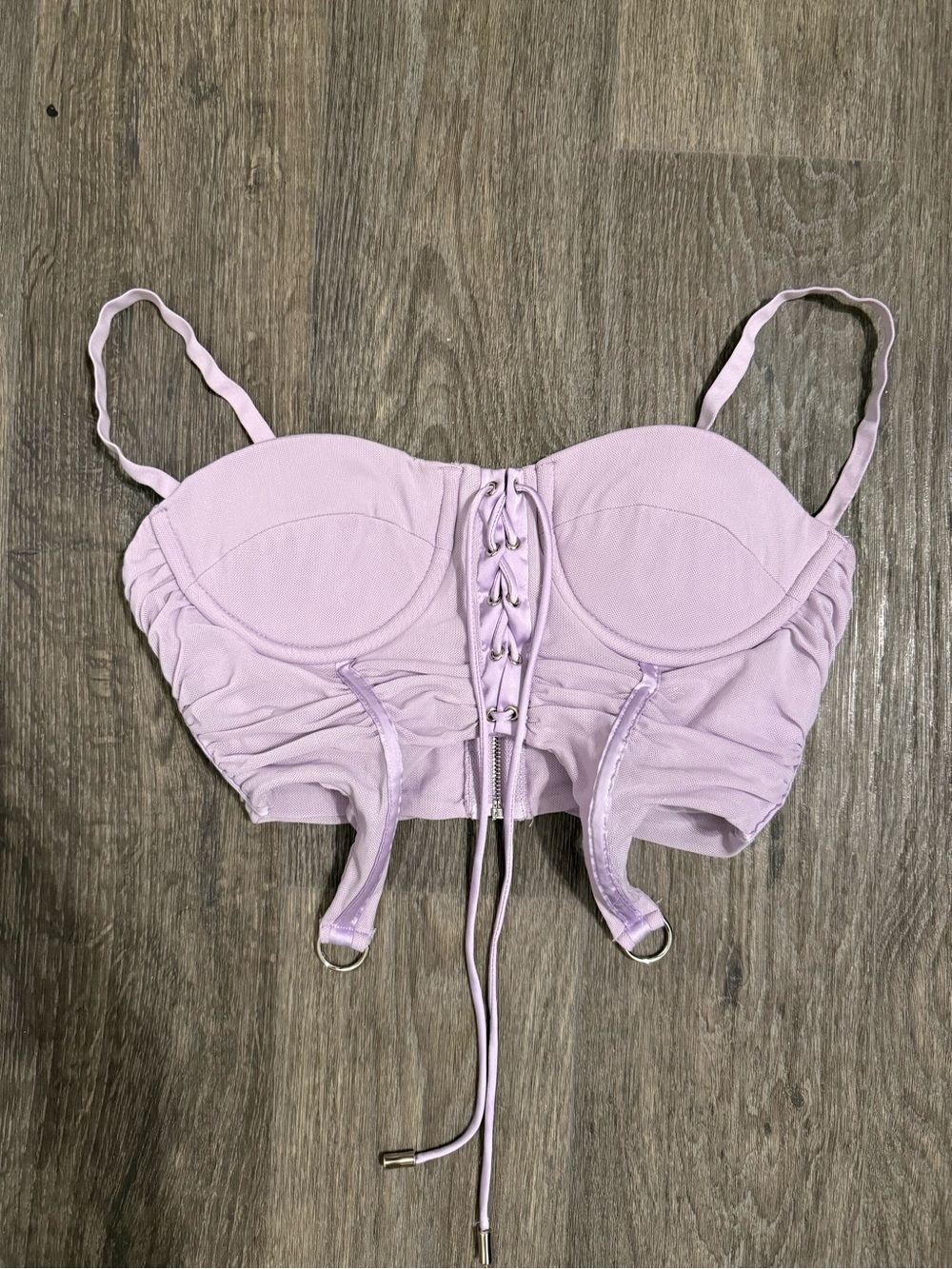 Fashion Nova Lavender Lace-Up Bustier Bra Top